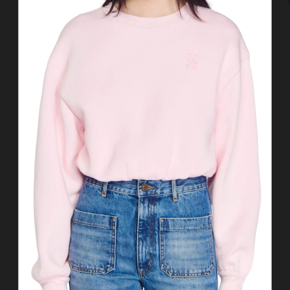 Sandro Paris 'Jiya' Light Pink Cropped Sweatshirt - Picture 8 of 12